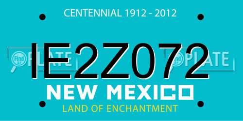 IE2Z072 New Mexico License Plate