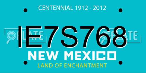 IE7S768 New Mexico License Plate