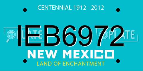 IEB6972 New Mexico License Plate