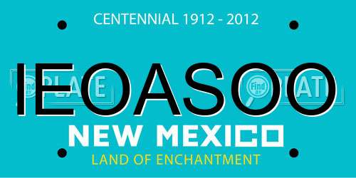 IEOASOO New Mexico License Plate