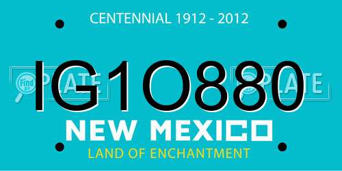 IG1O880 New Mexico License Plate