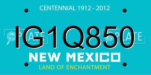 IG1Q850 New Mexico License Plate