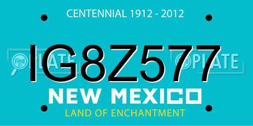 IG8Z577 New Mexico License Plate
