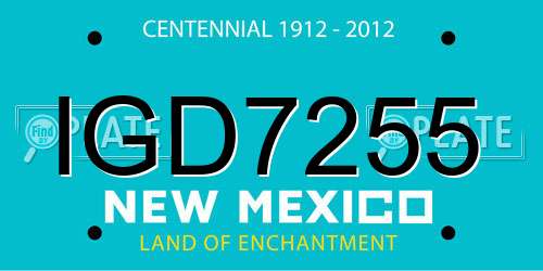 IGD7255 New Mexico License Plate