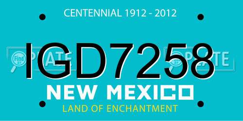 IGD7258 New Mexico License Plate