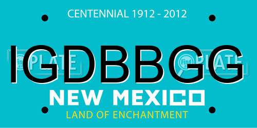 IGDBBGG New Mexico License Plate