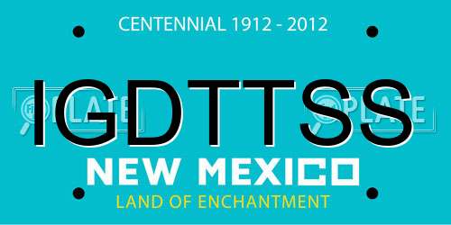 IGDTTSS New Mexico License Plate