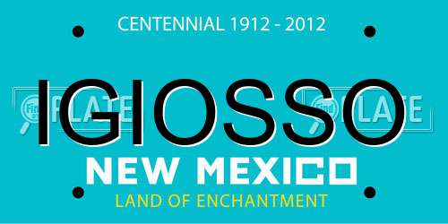 IGIOSSO New Mexico License Plate
