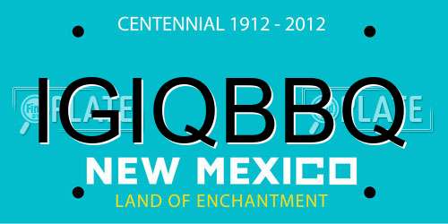 IGIQBBQ New Mexico License Plate