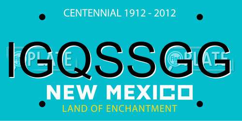 IGQSSGG New Mexico License Plate