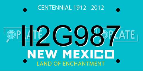 II2G987 New Mexico License Plate