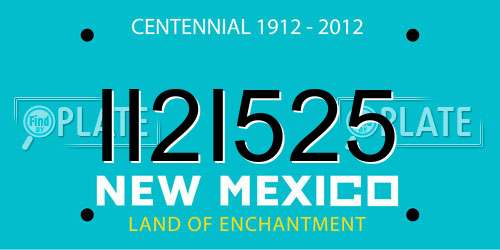 II2I525 New Mexico License Plate