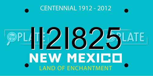 II2I825 New Mexico License Plate