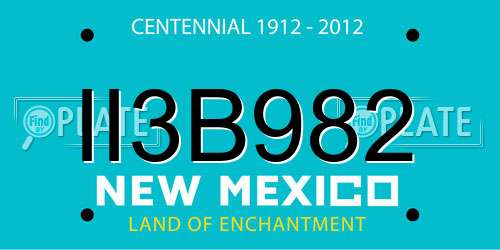 II3B982 New Mexico License Plate