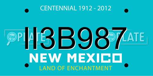 II3B987 New Mexico License Plate
