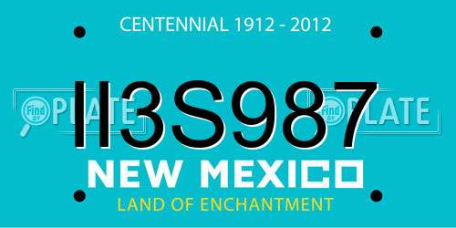 II3S987 New Mexico License Plate