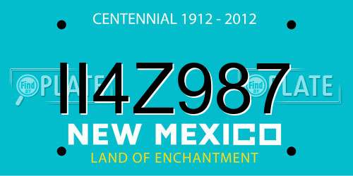 II4Z987 New Mexico License Plate