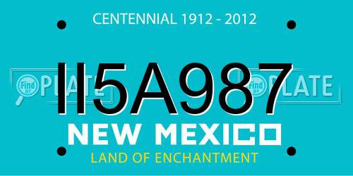 II5A987 New Mexico License Plate