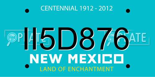 II5D876 New Mexico License Plate