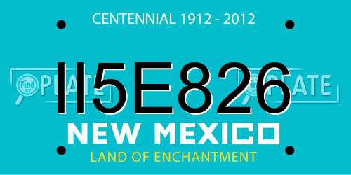 II5E826 New Mexico License Plate