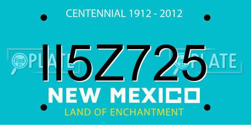II5Z725 New Mexico License Plate