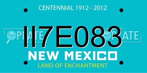 II7E083 New Mexico License Plate