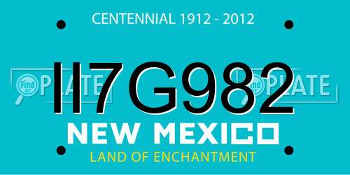 II7G982 New Mexico License Plate