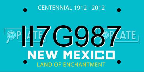 II7G987 New Mexico License Plate
