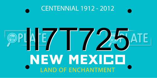 II7T725 New Mexico License Plate