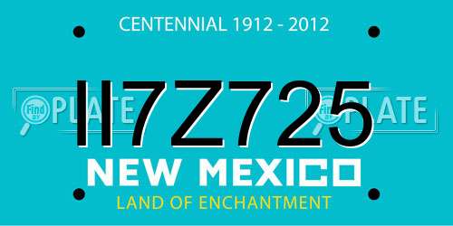 II7Z725 New Mexico License Plate