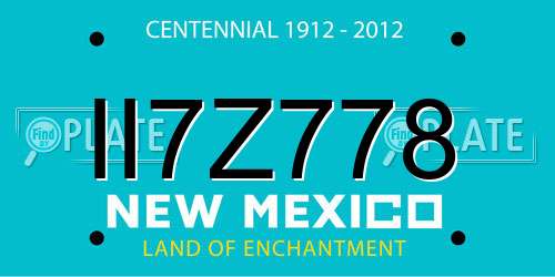 II7Z778 New Mexico License Plate
