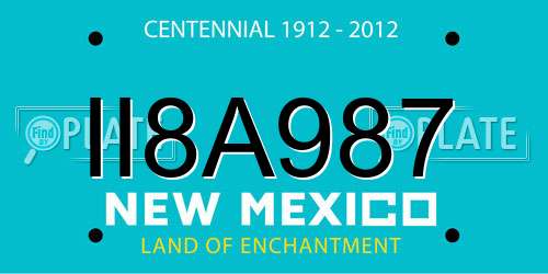 II8A987 New Mexico License Plate