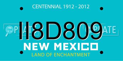II8D809 New Mexico License Plate