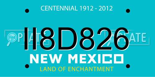 II8D826 New Mexico License Plate