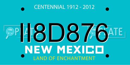 II8D876 New Mexico License Plate