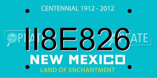 II8E826 New Mexico License Plate
