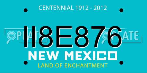 II8E876 New Mexico License Plate