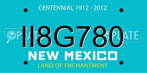 II8G780 New Mexico License Plate