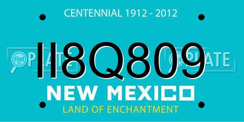 II8Q809 New Mexico License Plate