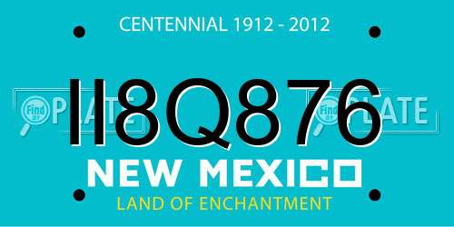 II8Q876 New Mexico License Plate