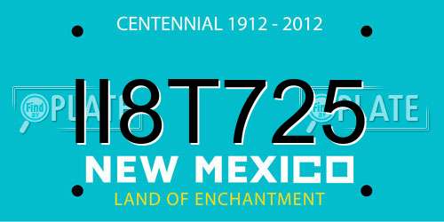 II8T725 New Mexico License Plate