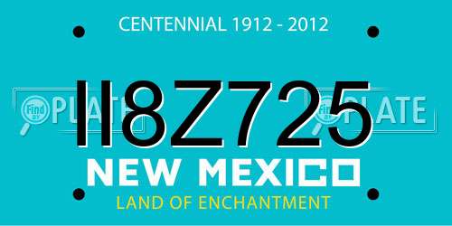 II8Z725 New Mexico License Plate