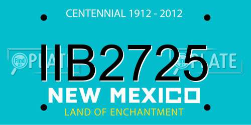 IIB2725 New Mexico License Plate