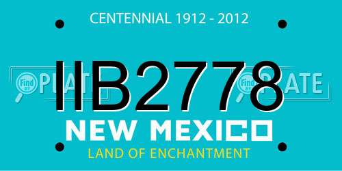 IIB2778 New Mexico License Plate