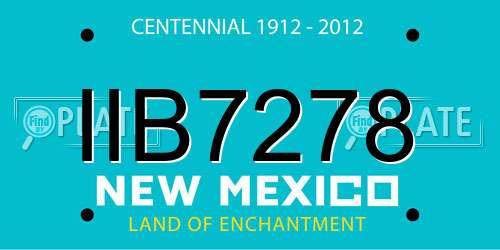 IIB7278 New Mexico License Plate