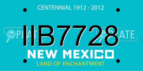 IIB7728 New Mexico License Plate