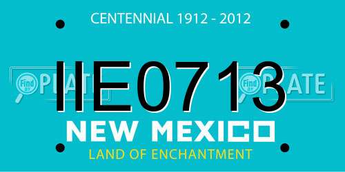 IIE0713 New Mexico License Plate