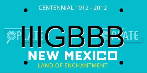 IIIGBBB New Mexico License Plate