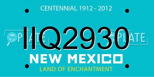 IIQ2930 New Mexico License Plate