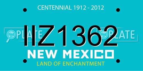IIZ1362 New Mexico License Plate